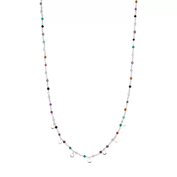 Leaf Jewelry Halskette Rainbow, 925 Sterlingsilber, Multi Gems Preisnachlass