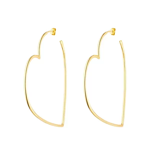 Leaf Jewelry Creole Herz, 60mm, 18K Gelbgold vergoldet Neueste Mode
