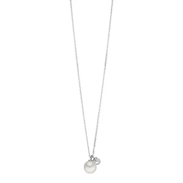 Leaf Jewelry Halskette Two Drop, 925 Sterlingsilber, Perle/Bergkristall Online Outlet