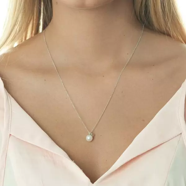 Leaf Jewelry Halskette Two Drop, 925 Sterlingsilber, Perle/Bergkristall Online Outlet