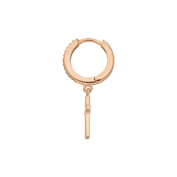 Leaf Jewelry Single Creole CROSS/Zirkonia, 18 K Rosegold vergoldet Blitzangebot
