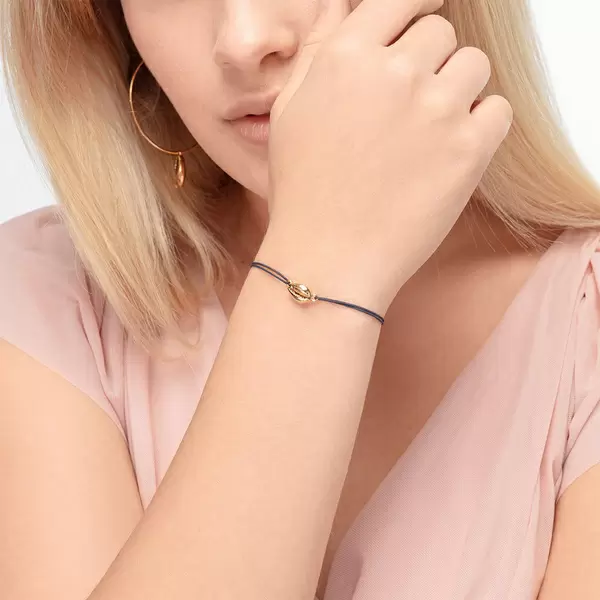 Leaf Jewelry Glücksbändchen Cowrie Shell, 18 K Rosegold vergoldet, Navy Tiefpreis