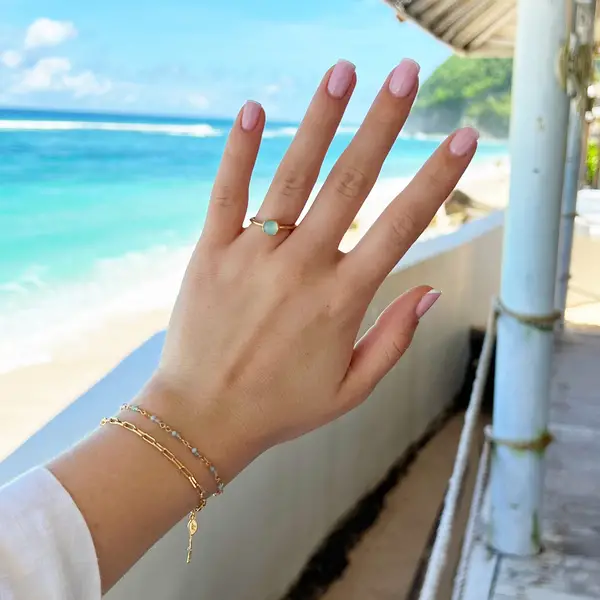 Leaf Jewelry Armkette Amazonit, 18 K Rosegold vergoldet Super Sparpreis