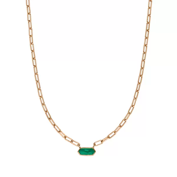 Leaf Jewelry Silber Halskette, CUBE, Grüner Achat, Rosegold Wochenangebot