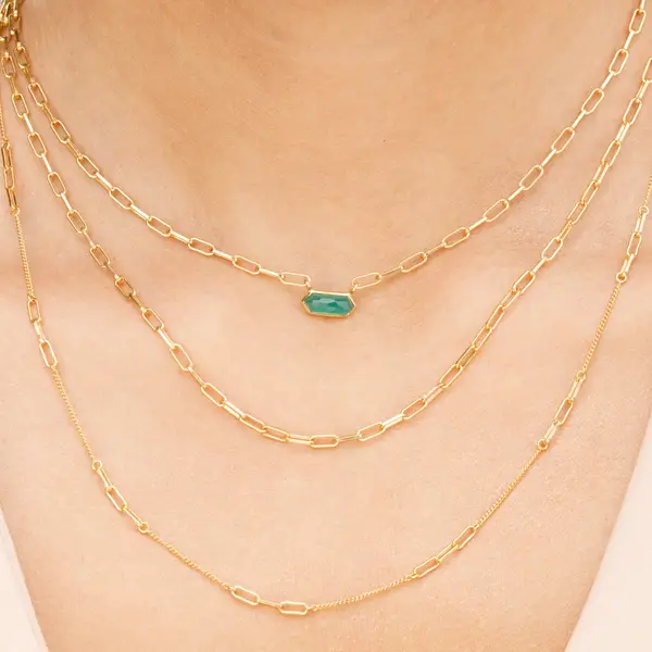 Leaf Jewelry Silber Halskette, CUBE, Grüner Achat, Rosegold Wochenangebot