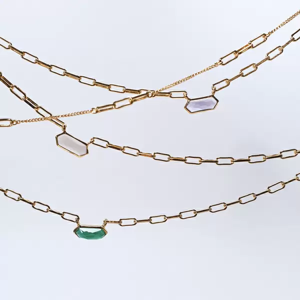 Leaf Jewelry Silber Halskette, CUBE, Grüner Achat, Rosegold Wochenangebot