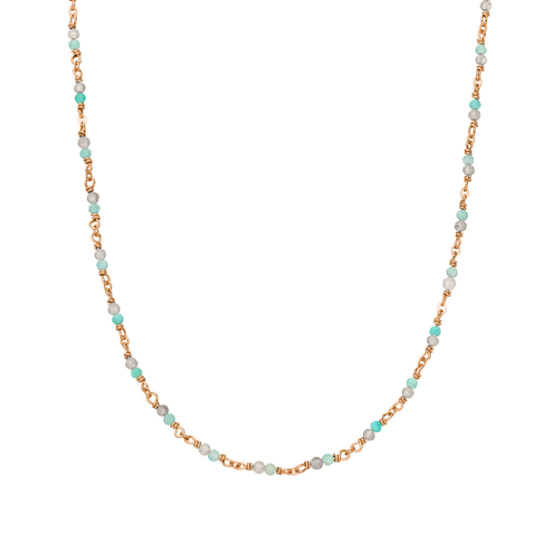 Leaf Jewelry Halskette Amazonit, 18 K Rosegold vergoldet Nur noch ein Tag übrig