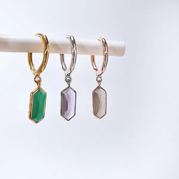 Leaf Jewelry Silber Creole, CUBE, Grüner Achat, Rosegold Clearance-Verkauf