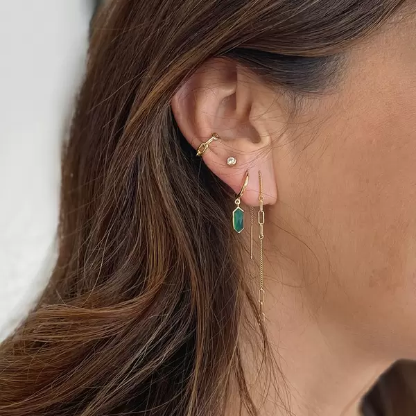 Leaf Jewelry Silber Creole, CUBE, Grüner Achat, Rosegold Clearance-Verkauf