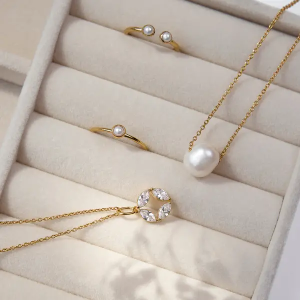 Leaf Jewelry Halskette Perlen Tropfen, 925er Silber Begrenzt auf 3 Tage