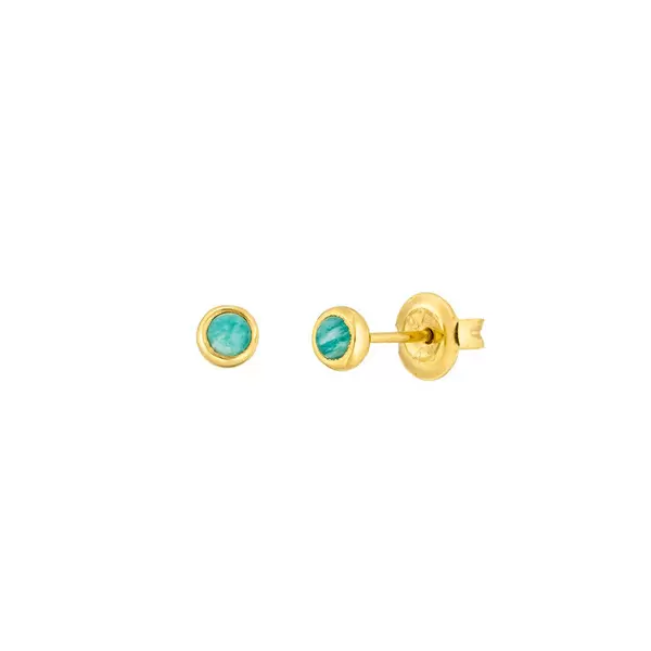 Leaf Jewelry Ohrstecker Pure Amazonit, 3mm, 18 K Gelbgold vergoldet Black Friday Preise