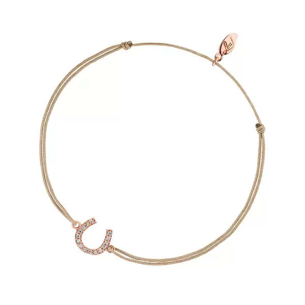 Leaf Jewelry Glücksbändchen Hufeisen, 18 K Rosegold vergoldet, Beige Online