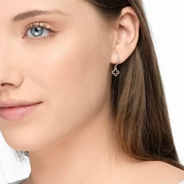 Leaf Jewelry Single Creole CLOVER/Zirkonia, 18 K Rosegold vergoldet Outlet
