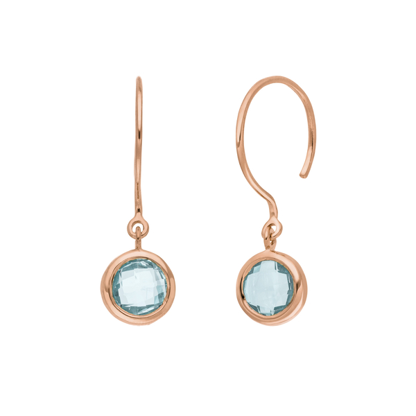 Leaf Jewelry Ohrhänger Solitär, Blauer Topaz, 18 K Rosegold vergoldet Verkauf