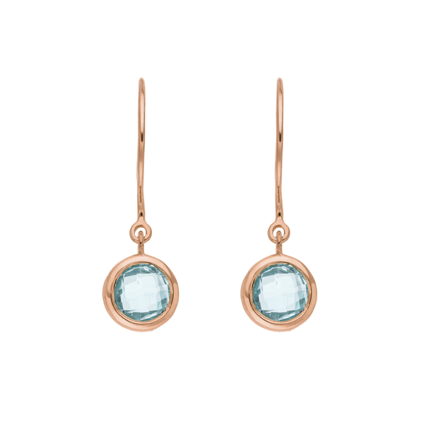 Leaf Jewelry Ohrhänger Solitär, Blauer Topaz, 18 K Rosegold vergoldet Verkauf