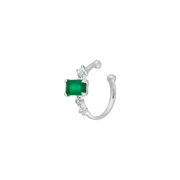 Leaf Jewelry Silber Earcuff Gorgeous Gems, Grüner Achat Kostenloser Versand