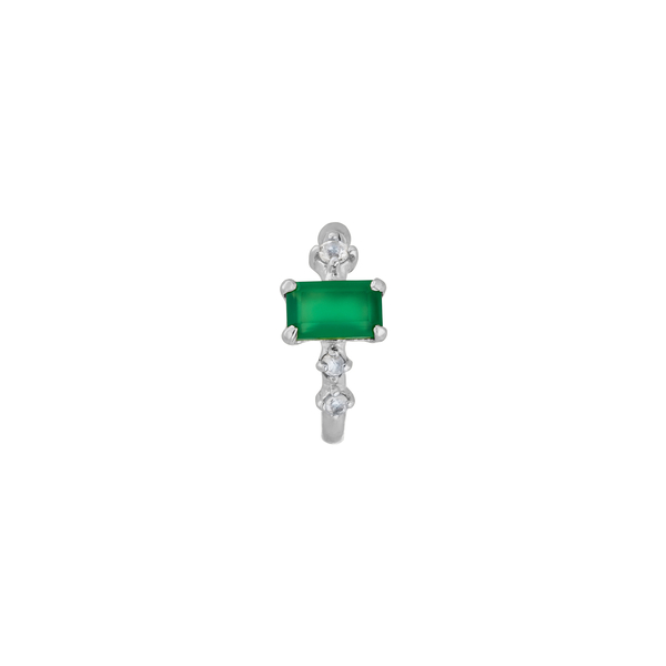 Leaf Jewelry Silber Earcuff Gorgeous Gems, Grüner Achat Kostenloser Versand