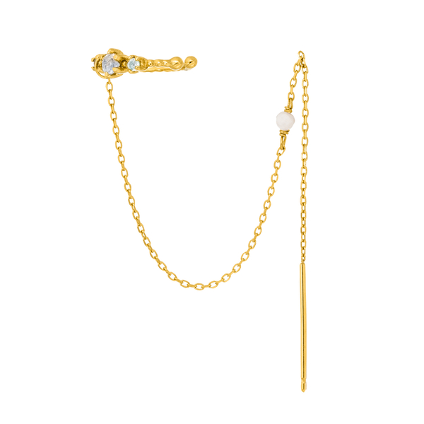 Leaf Jewelry Earcandy, Mondstein/Blauer Topaz, 18 K Gelbgold vergoldet Rabatt