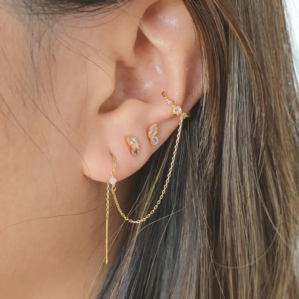 Leaf Jewelry Earcandy, Mondstein/Blauer Topaz, 18 K Gelbgold vergoldet Rabatt