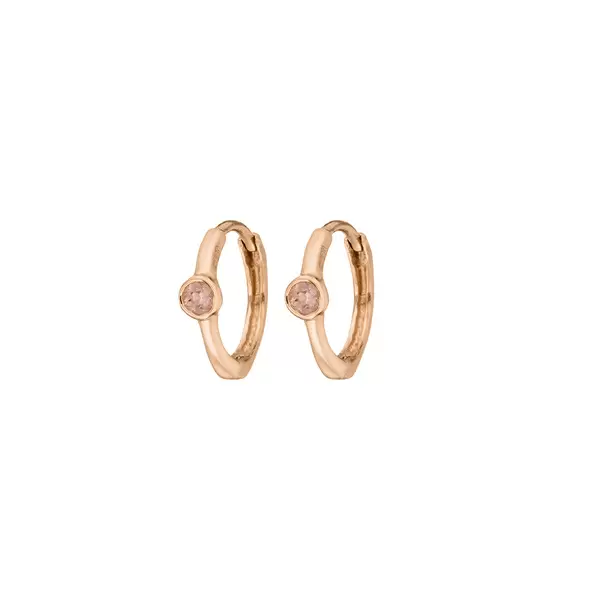 Leaf Jewelry Creole One Gem, Rosenquarz, 18 K Rosegold vergoldet Preisnachlass