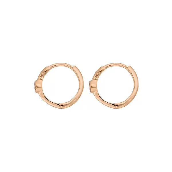 Leaf Jewelry Creole One Gem, Rosenquarz, 18 K Rosegold vergoldet Preisnachlass