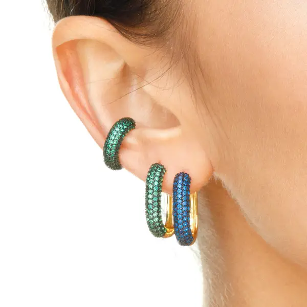 Leaf Jewelry Silber Creole, PAVE Blau, Gelbgold Neueste Mode