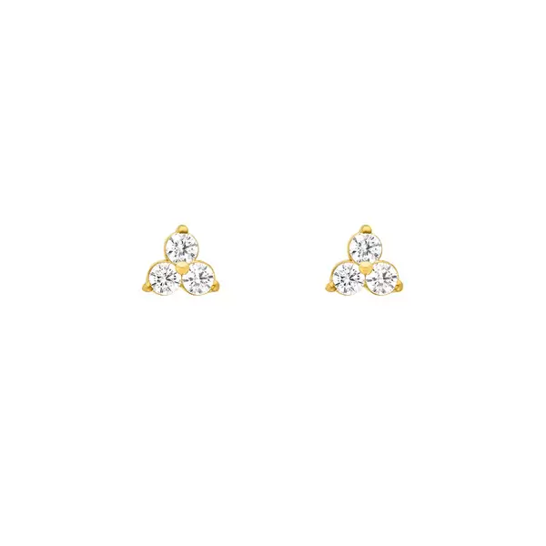 Leaf Jewelry Ohrstecker Triple Zirkonia, 18 K Gelbgold vergoldet Online Outlet