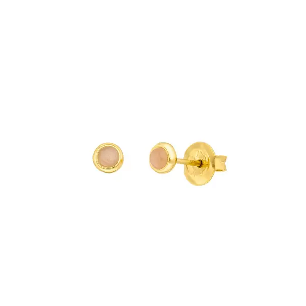 Leaf Jewelry Ohrstecker Pure Peach Mondstein, 3mm, 18 K Gelbgold vergoldet Kostenlose Rückgabe