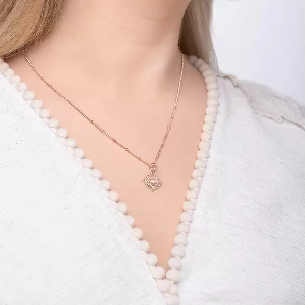 Leaf Jewelry Halskette Evil Eye, 45cm, 18 K Rosegold vergoldet JETZT KAUFEN
