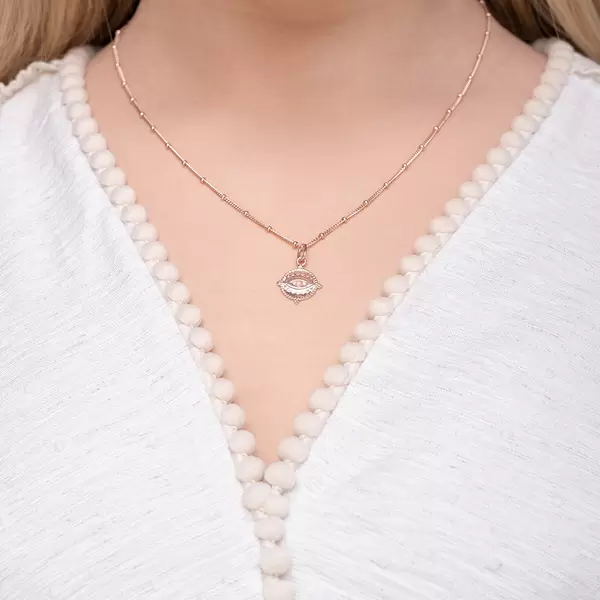 Leaf Jewelry Halskette Evil Eye, 45cm, 18 K Rosegold vergoldet JETZT KAUFEN