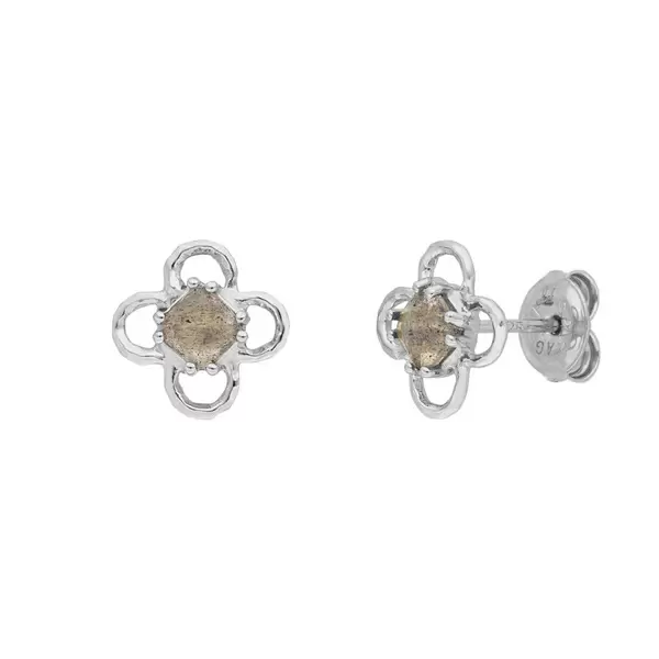 Leaf Jewelry Ohrstecker Clover Gem, Labradorit, 925 Sterlingsilber Bis zu 60% Rabatt