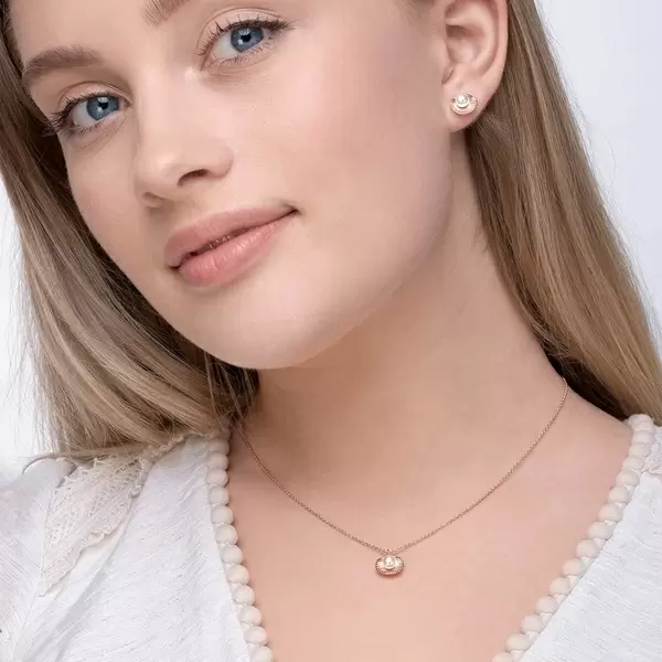Leaf Jewelry Halskette Muschel mit Perle, 18 K Rosegold vergoldet Discount Store für neue Produkte