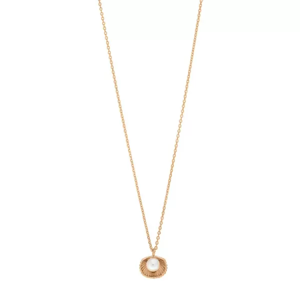 Leaf Jewelry Halskette Muschel mit Perle, 18 K Rosegold vergoldet Discount Store für neue Produkte