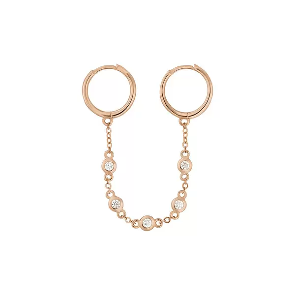 Leaf Jewelry Ear Candy - Double Hoop, Zirkonia, 18 K Rosegold vergoldet Kostenloser Versand international