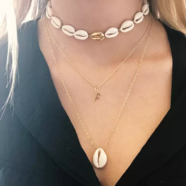 Leaf Jewelry Halskette Cowrie Shell, 55 cm, 18 K Rosegold vergoldet Outlet