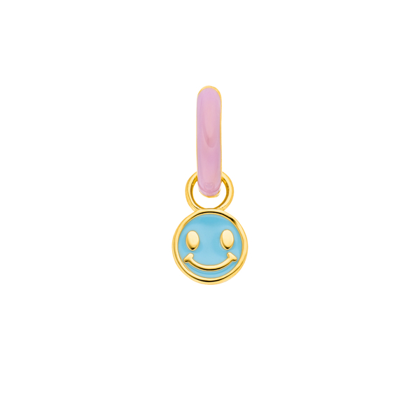 Leaf Jewelry Single Creole "Happy" EMOJI, 18 K Gelbgold vergoldet Großer Ausverkauf
