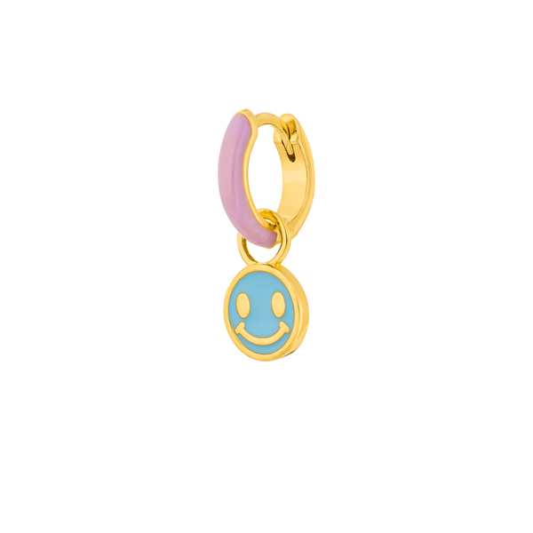 Leaf Jewelry Single Creole "Happy" EMOJI, 18 K Gelbgold vergoldet Großer Ausverkauf