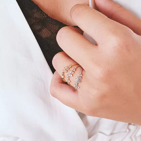 Leaf Jewelry Ring Sweet Gems II Bergkristall, 18 K Gelbgold vergoldet, Gr.56 Flash Sale