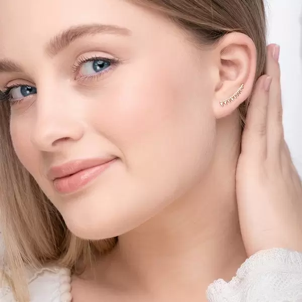 Leaf Jewelry Earclimber Memory II, 18 K Gelbgold vergoldet Preisnachlass