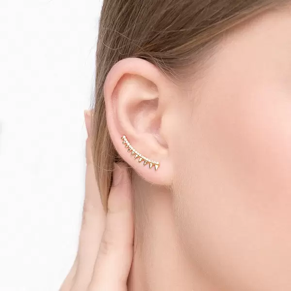 Leaf Jewelry Earclimber Memory II, 18 K Gelbgold vergoldet Preisnachlass