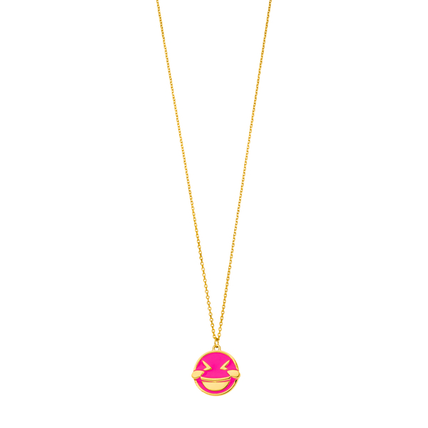 Leaf Jewelry Halskette "LOL" EMOJI, 18 K Gelbgold vergoldet Neueste Mode