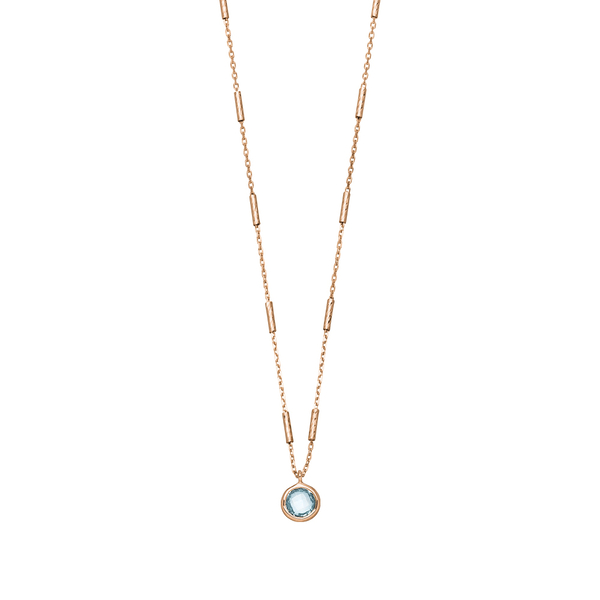 Leaf Jewelry Halskette Solitär, Blauer Topaz, 18 K Rosegold vergoldet VIP-Rabatte