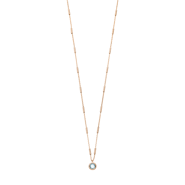 Leaf Jewelry Halskette Solitär, Blauer Topaz, 18 K Rosegold vergoldet VIP-Rabatte
