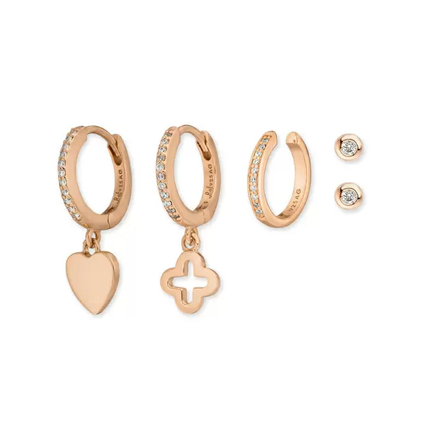Leaf Jewelry Ear Mix, 5-er Set, 18 K Rosegold vergoldet Super Sparpreis