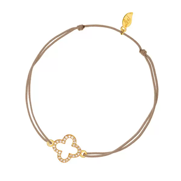 Leaf Jewelry Glücksarmbändchen Kleeblatt, Zirkonia, 18 K Gelbgold vergoldet, Beige Letzte 3 Tage