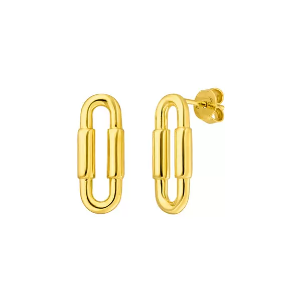 Leaf Jewelry Silber Ohrstecker, Gelbgold, Karabiner Bis zu 50% Rabatt