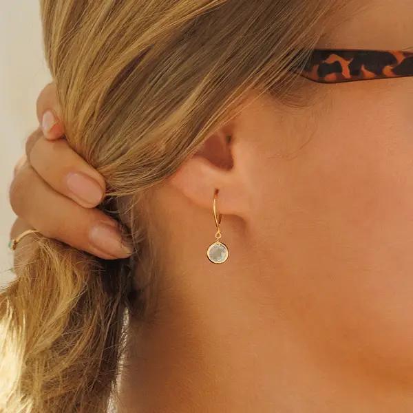 Leaf Jewelry Ohrhänger Solitär, Blauer Topaz, 18 K Gelbgold vergoldet Bis zu 65% Rabatt