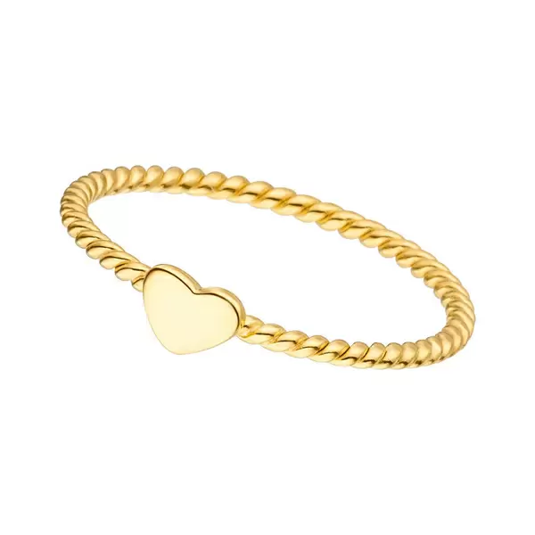 Leaf Jewelry Ring Twist mit Herzchen, 18 K Gelbgold vergoldet, Größe 50 Bis zu 55% Rabatt