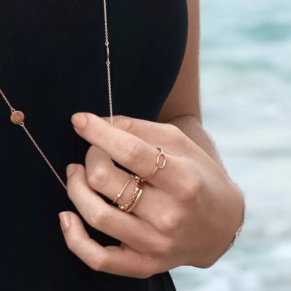 Leaf Jewelry Basic Ring, 18 K Rosegold vergoldet, Größe 46 Speichern exportieren