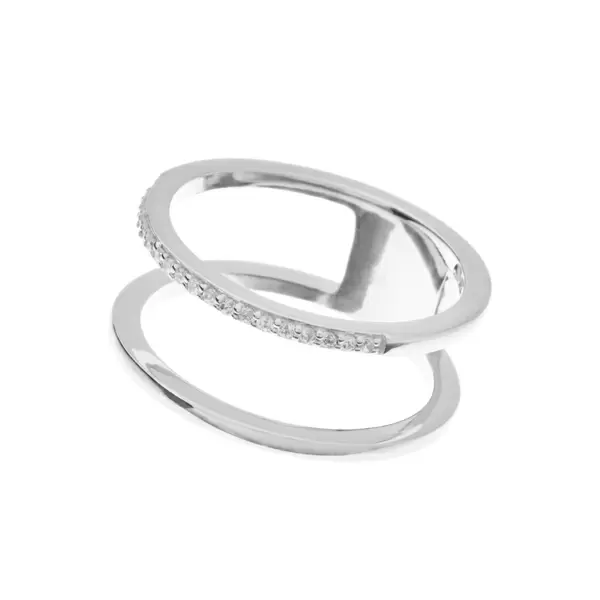 Leaf Jewelry Ring Double Line, 925 Sterlingsilber, Größe 54 zollfrei